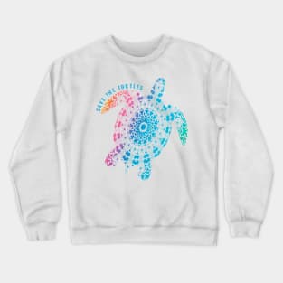 Save the Turtles Mandala Pastel Purple Pink Blue Gifts Crewneck Sweatshirt